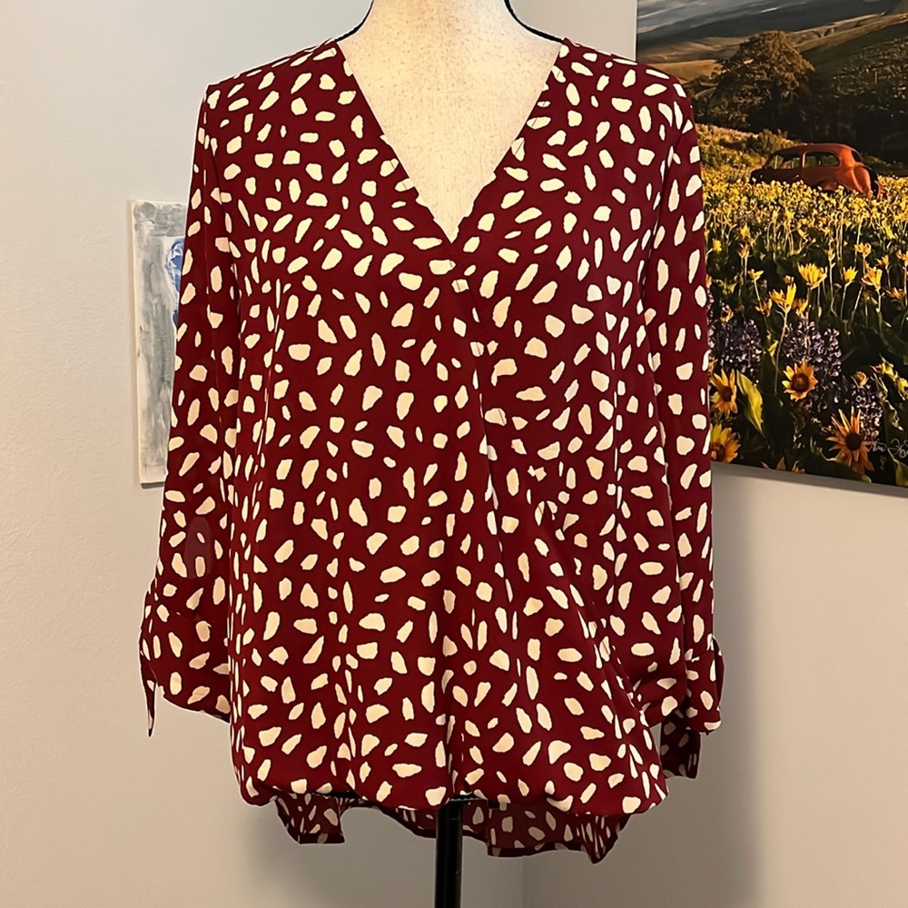 NWT West K Surplice Tie Sleeve Blouse